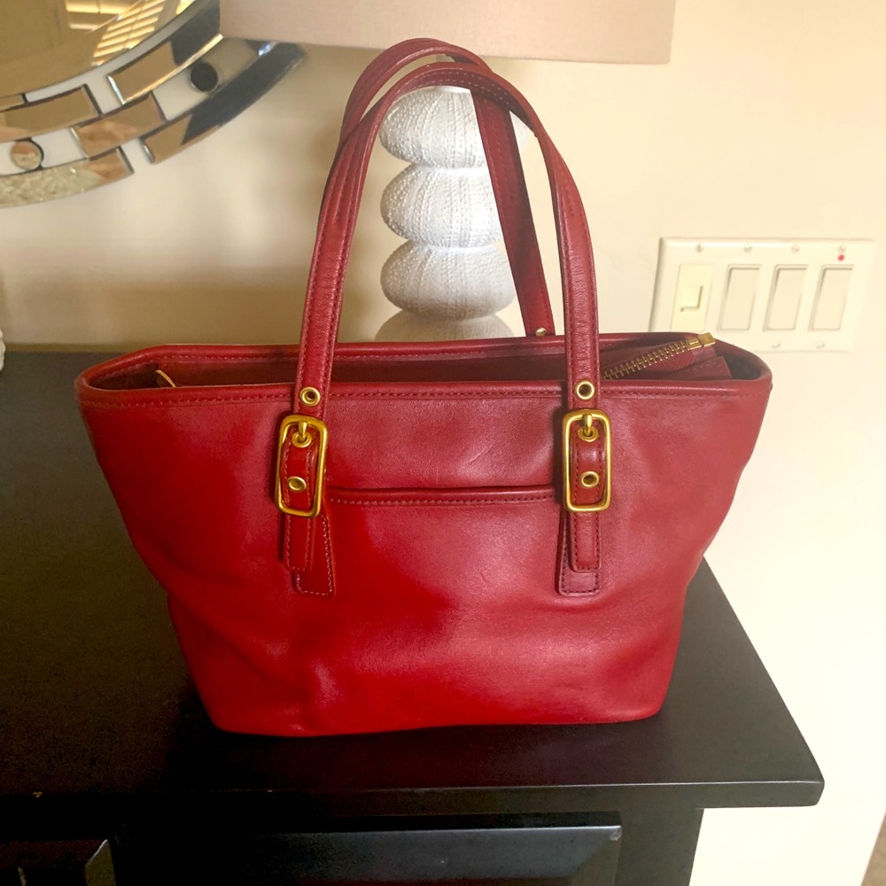 Coach VTG 1990s Legacy Mini Market Tote Cherry Red